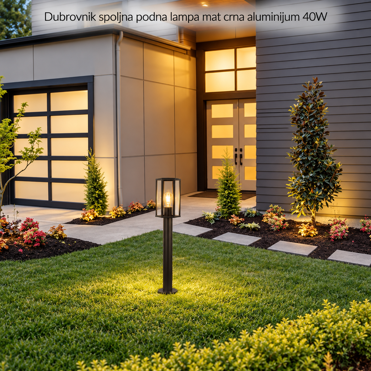 Dubrovnik spoljna podna lampa mat crna aluminijum E27 40W