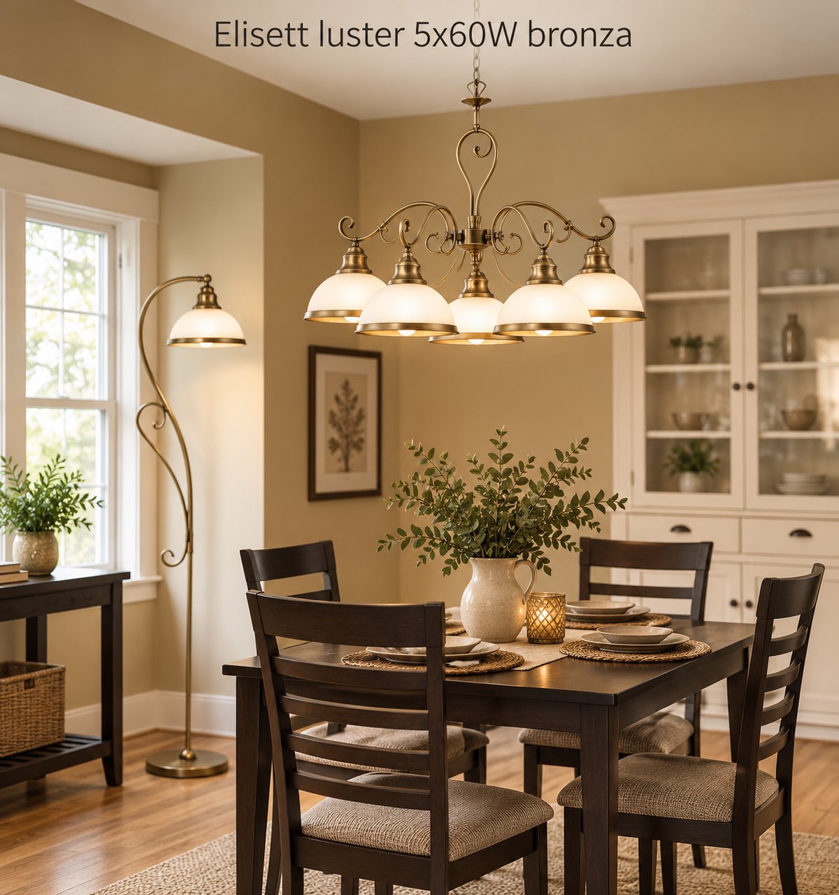 Elisett luster E27 5x60W bronza