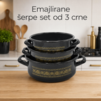 Emajlirane šerpe set od 3 crne