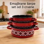Emajlirane šerpe set od 3 crvene