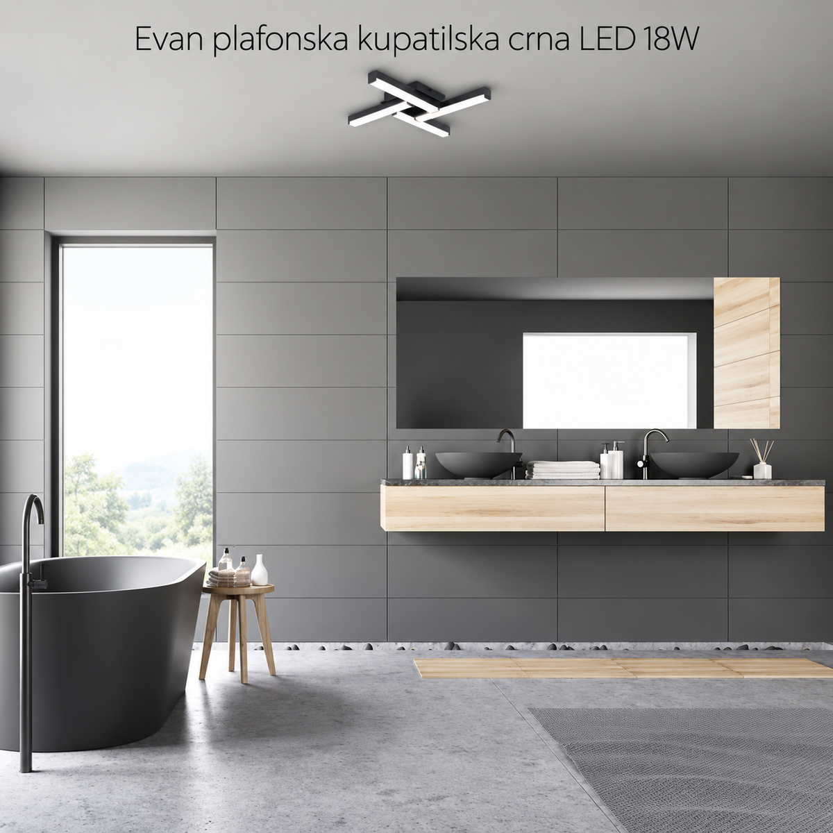 Evan plafonska kupatilska crna LED 18W 4000K