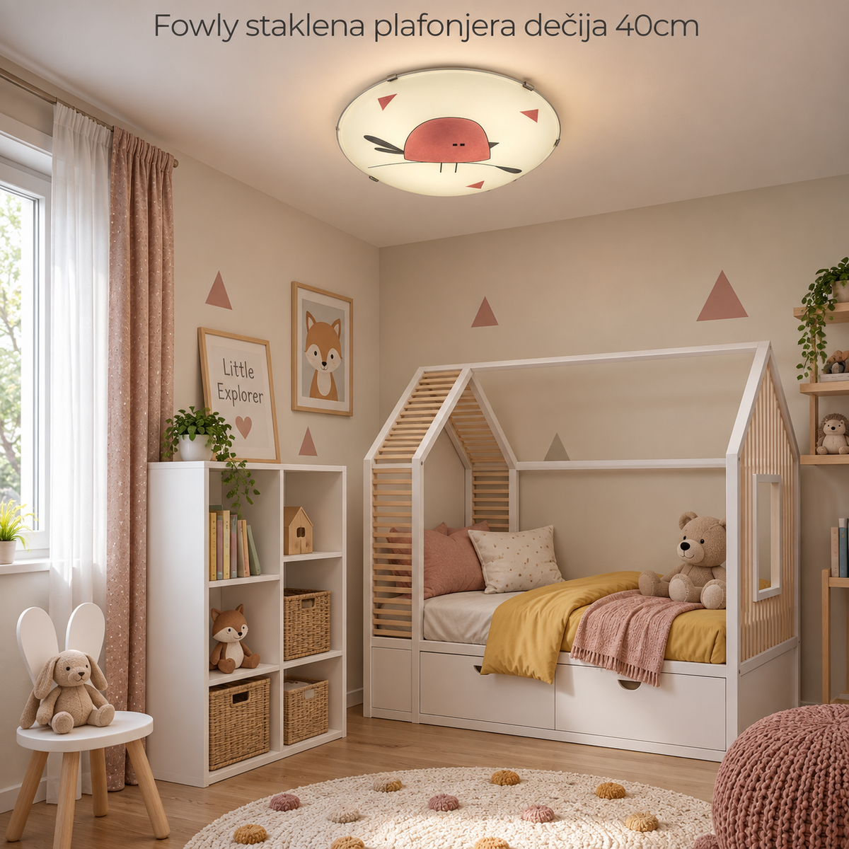 Fowly staklena plafonjera dečija 2xE27 40cm
