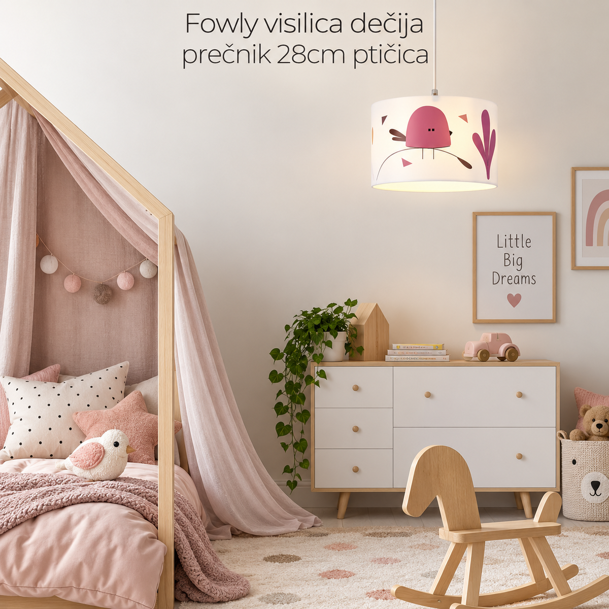 Fowly visilica dečija 1xE27 prečnik 28cm ptičica