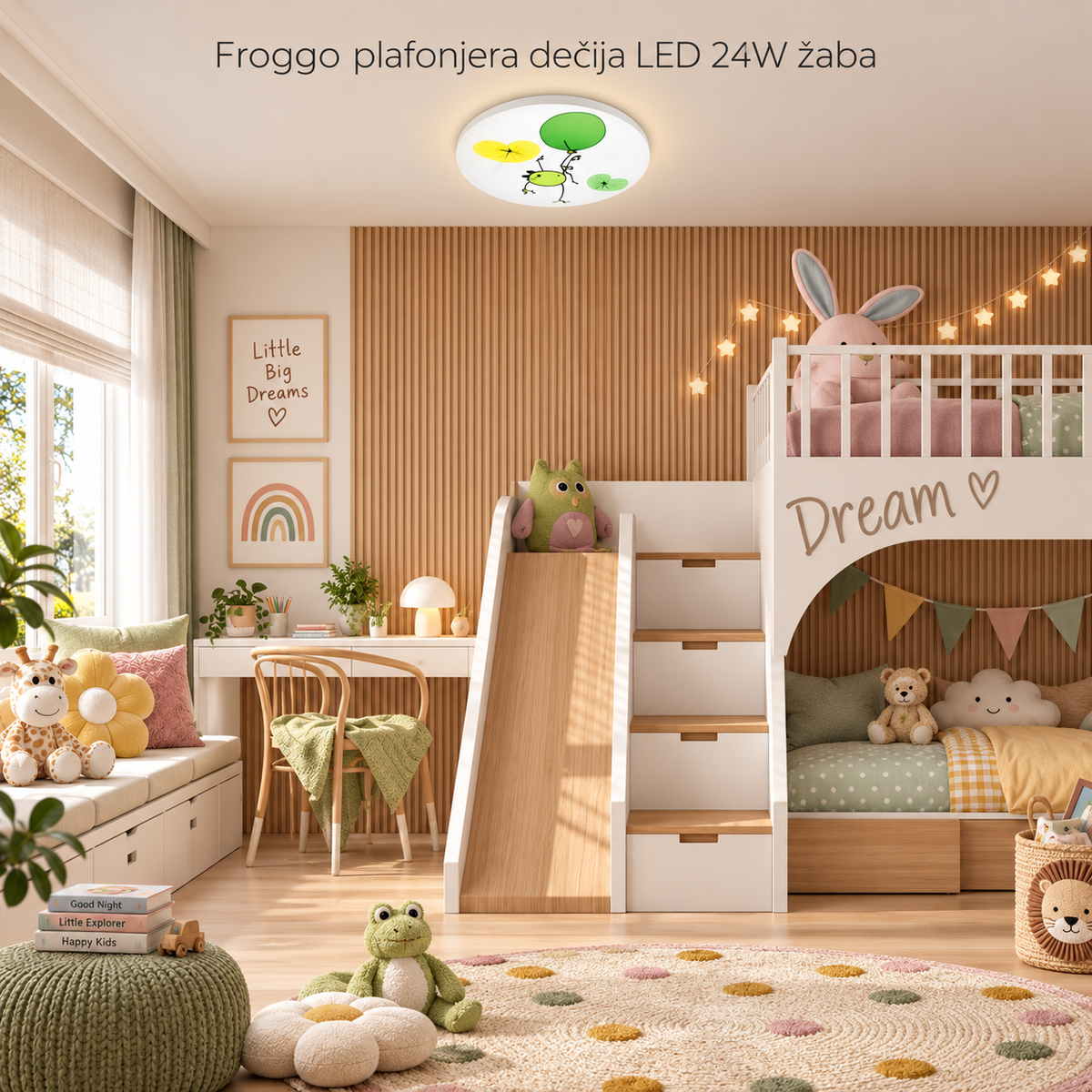 Froggo plafonjera dečija LED 24W 3000K 37 5cm žaba