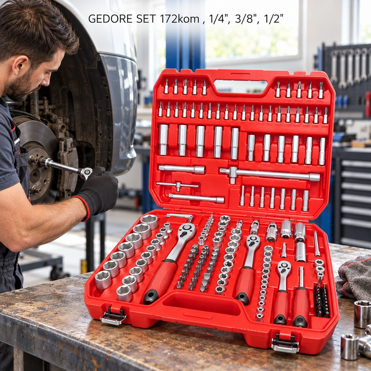 GEDORE SET 172kom , 1/4", 3/8", 1/2" 