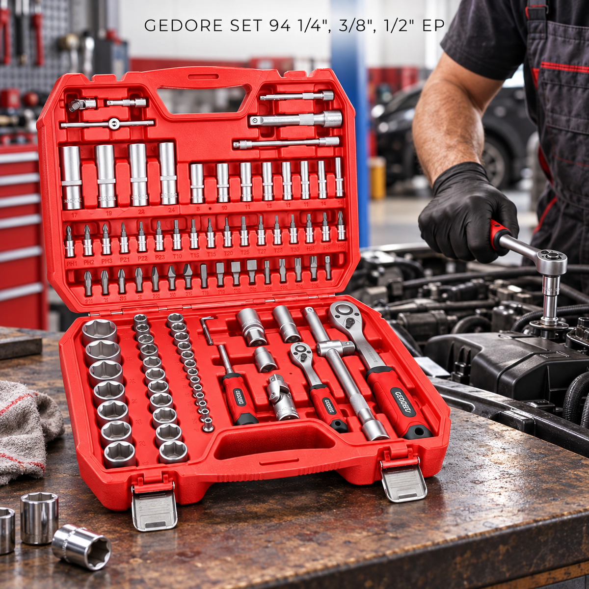 GEDORE SET 94 1/4", 3/8", 1/2" EP