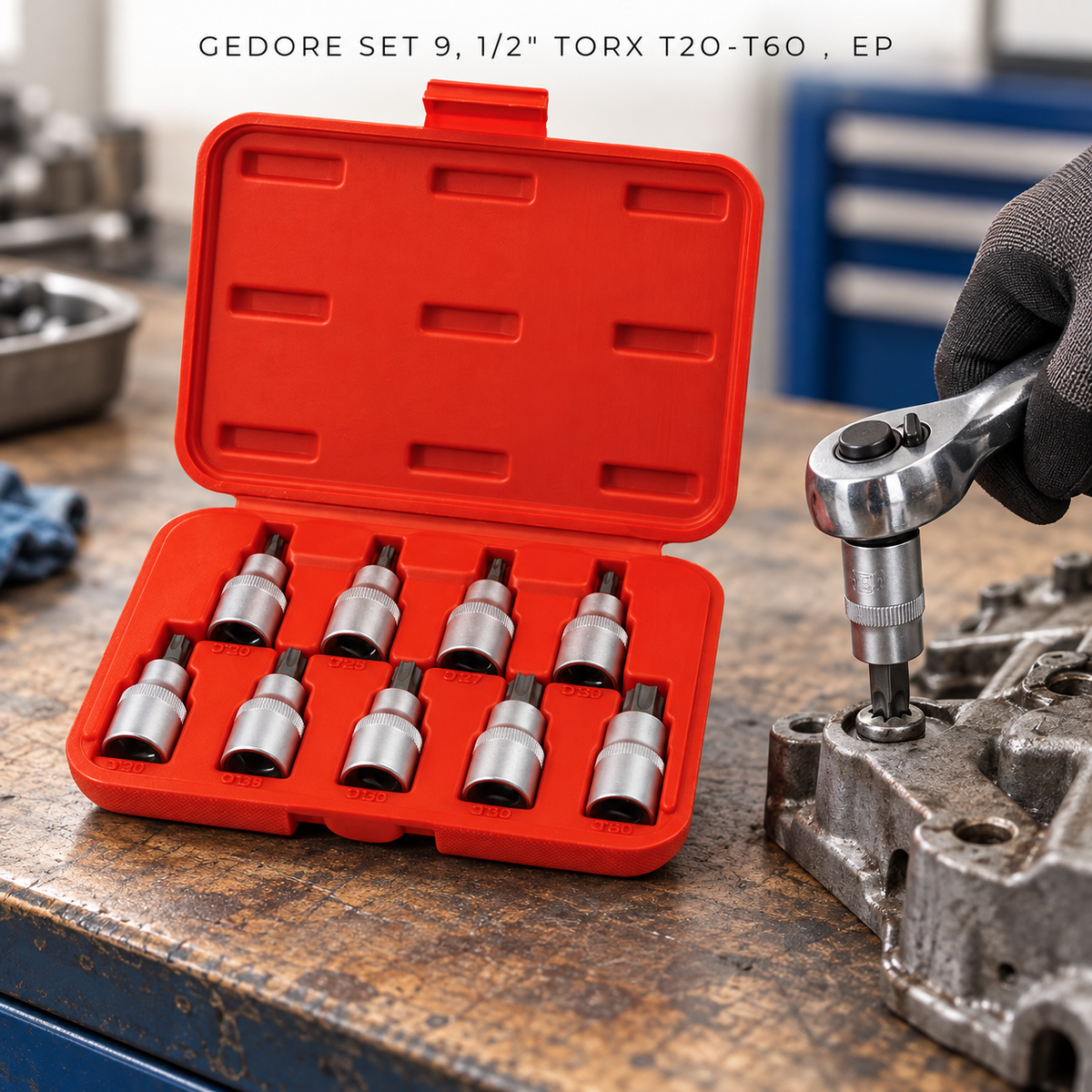 GEDORE SET 9, 1/2" TORX T20-T60 , EP
