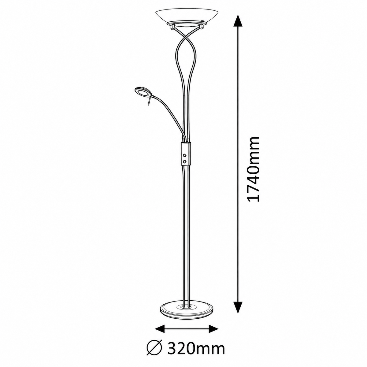 Gamma Podna lampa sa čitačem 230W 40W mat crno