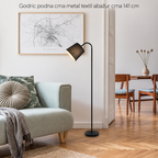 Godric podna E27 crna metal/textil abažur crna 141 cm