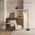 Godric podna E27 crna metal textil abažur siva 141 cm