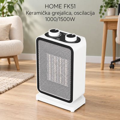 HOME FK51 Keramička grejalica, oscilacija 1000/1500W