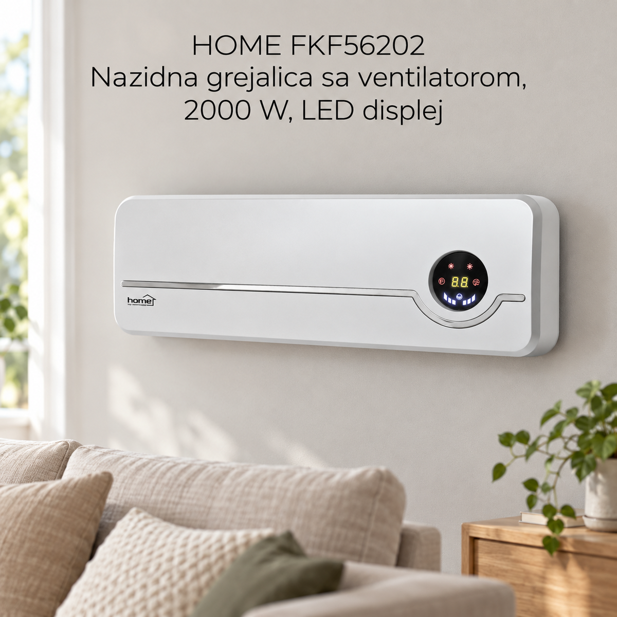 HOME FKF56202 Nazidna grejalica sa ventilatorom, 2000 W, LED displej