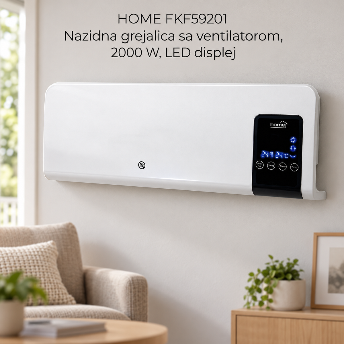 HOME FKF59201 Nazidna grejalica sa ventilatorom, 2000 W, LED displej