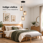 Indigo visilica 3xE27 crna metal/drvo