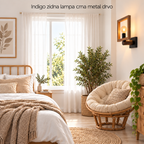 Indigo zidna lampa 1xE27 crna metal drvo