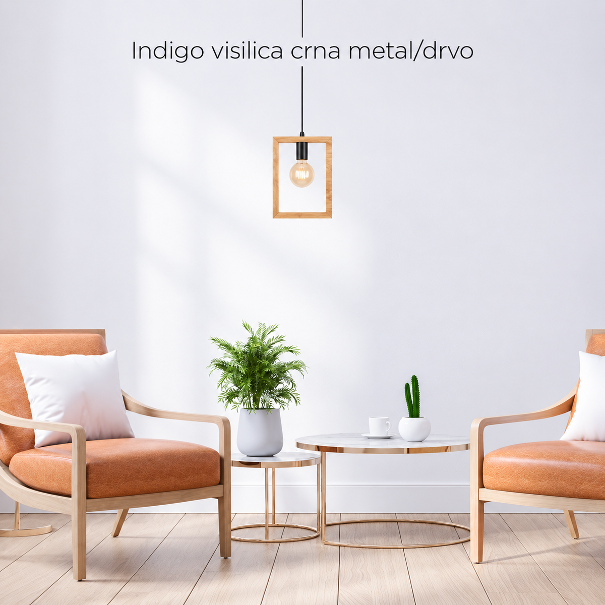 Indigo visilica 1xE27 crna metal/drvo