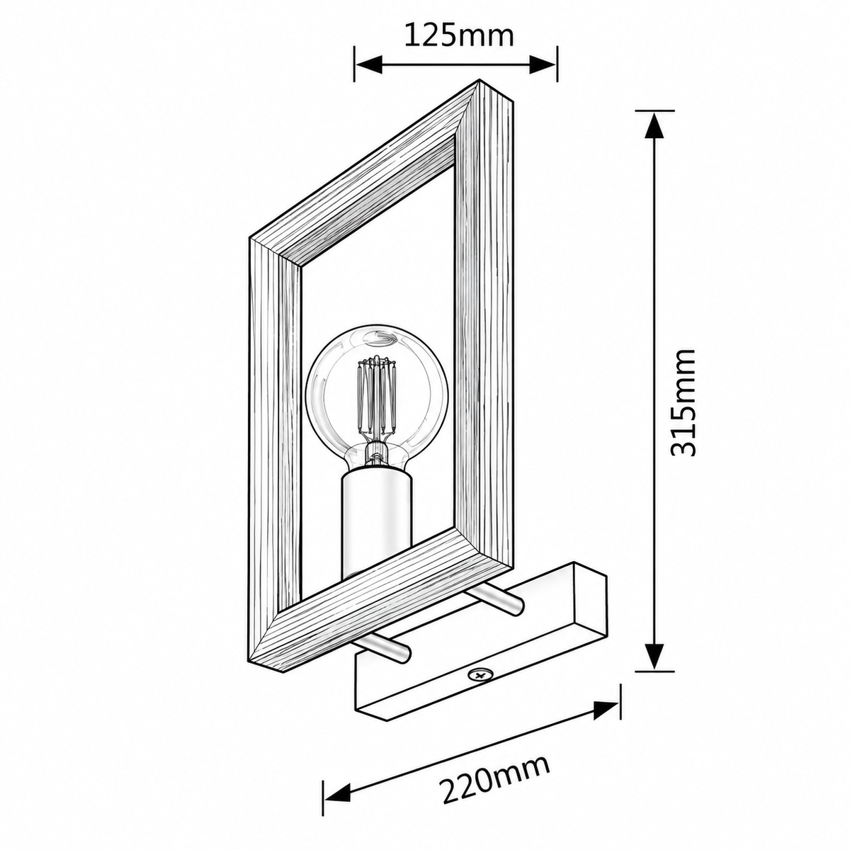 Indigo zidna lampa 1xE27 crna metal drvo
