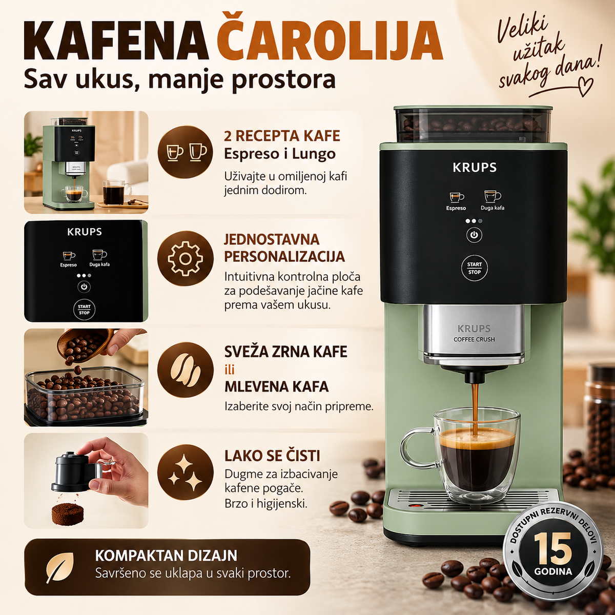 KRUPS ESPRESSO APARAT ZA KAFU SA401L