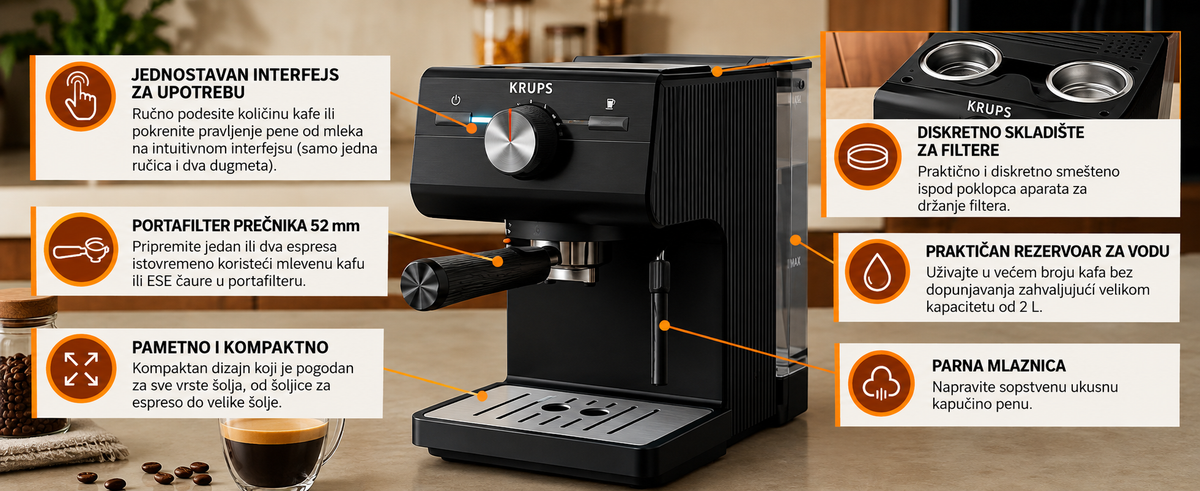 KRUPS ESPRESSO APARAT ZA KAFU XP381810