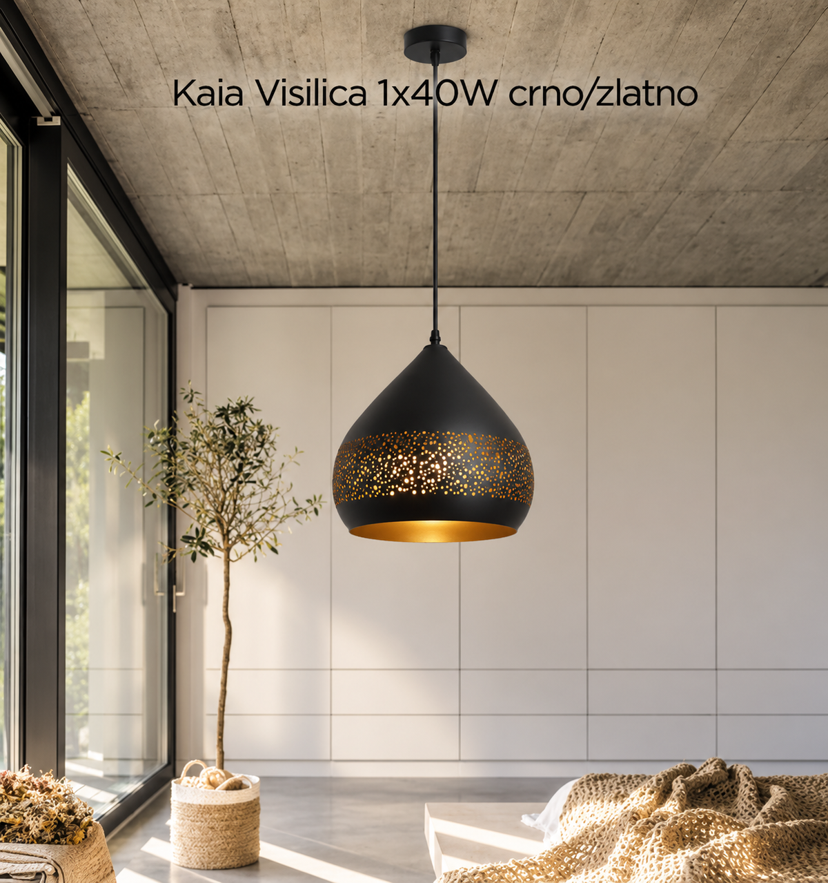 Kaia Visilica E27 1x40W crno/zlatno