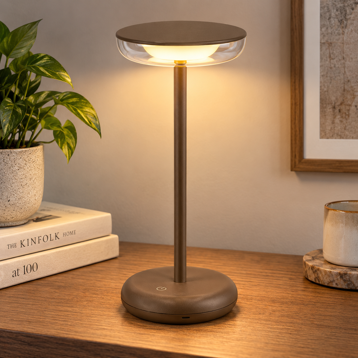 Konin LED spoljna stona punjiva lampa metal karamel boja 6W