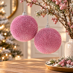 Kugle za jelku  set 2kom  10cm  gliter roze 594678