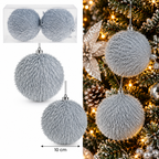 Kugle za jelku  set 2kom  10cm  gliter srebrne 594487