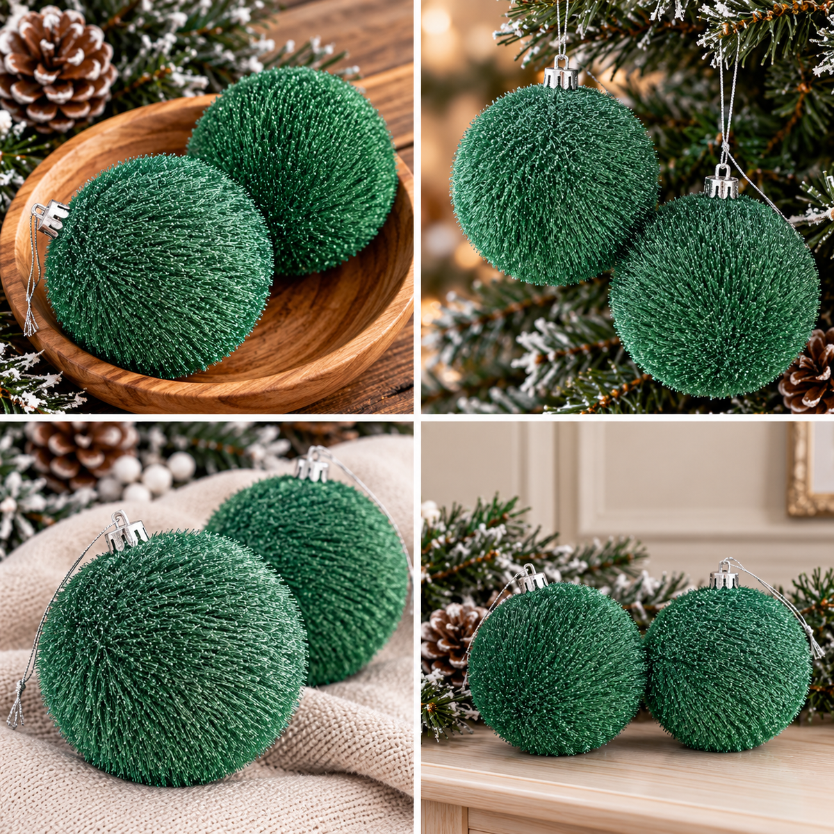 Kugle za jelku  set 2kom  10cm  gliter zelene 594203