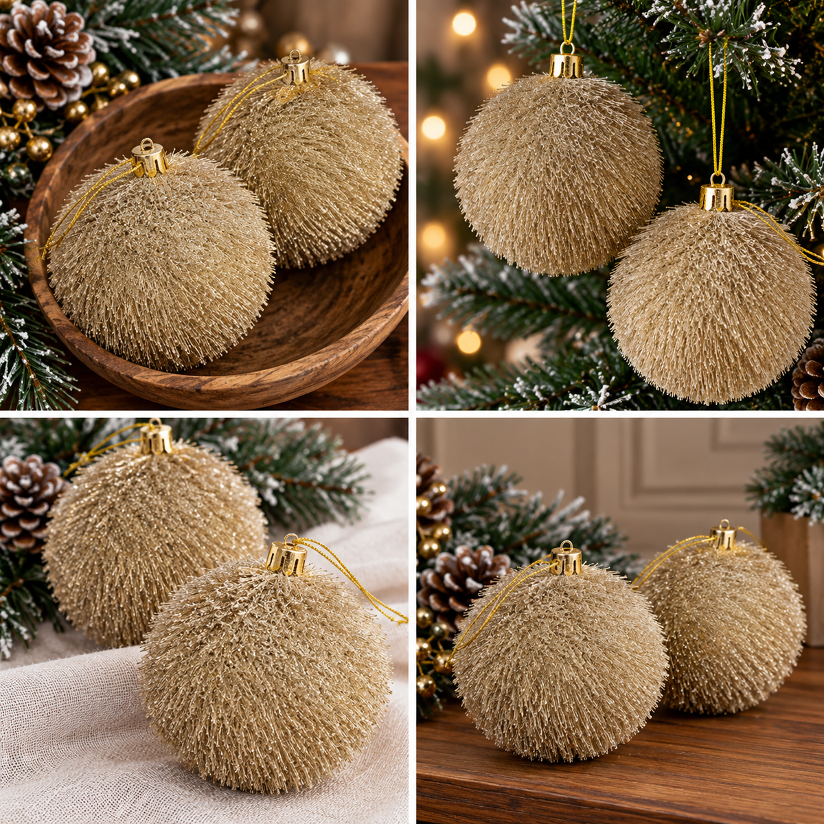 Kugle za jelku  set 2kom  10cm  gliter zlatne  594289