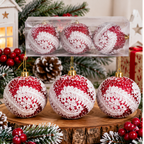 Kugle za jelku set 3kom   8cm crveno bele 50284