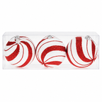 Kugle za jelku  set 3kom  8cm  gliter belo crvene 594623