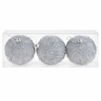 Kugle za jelku   set 3kom 8cm gliter srebrne 594470