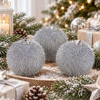 Kugle za jelku   set 3kom 8cm gliter srebrne 594470