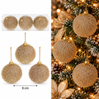 Kugle za jelku   set 3kom  8cm gliter zlatne 594272