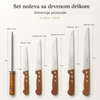 Set noževa sa drvenom drškom i oštrilom
