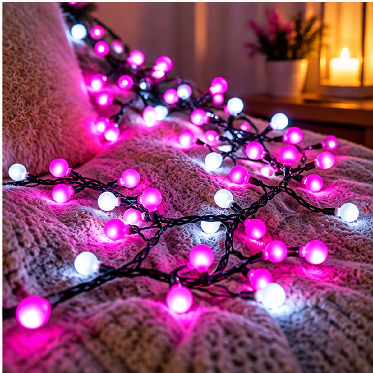 Lampice za jelku sa 100 roze i belih LED dioda 10m ML-C2021