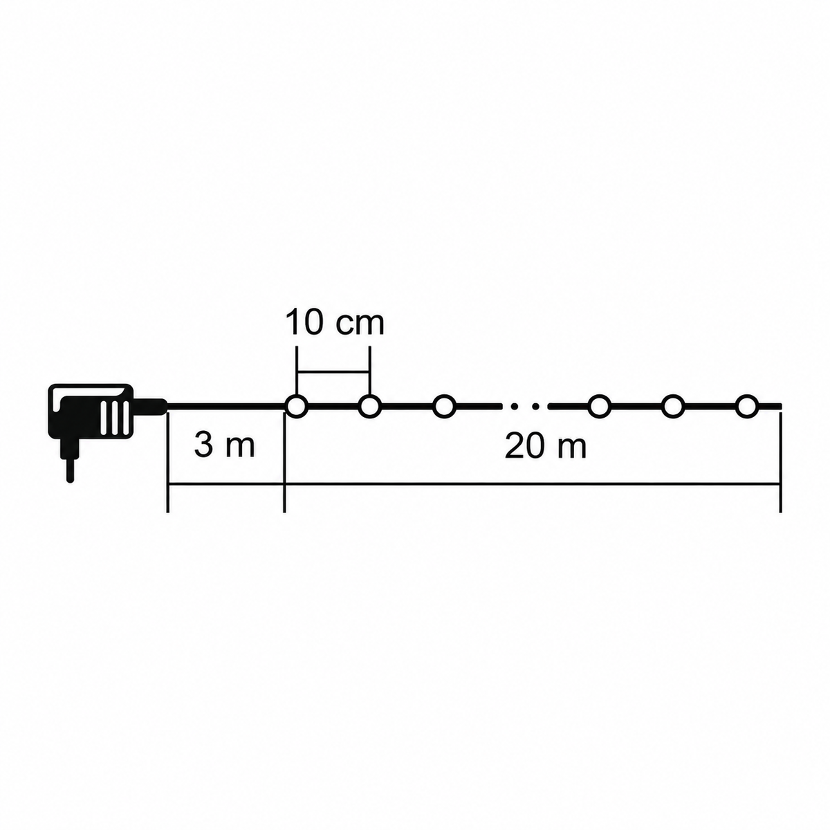 Lampice za jelku sa 200 LED dioda dnevno svetlo ML-C2005 20m