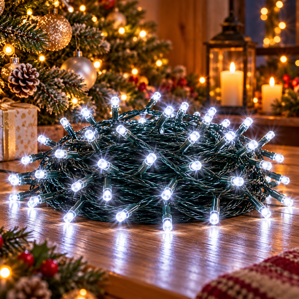Lampice za jelku sa 200 hladno belih LED dioda KII200/WH 16m