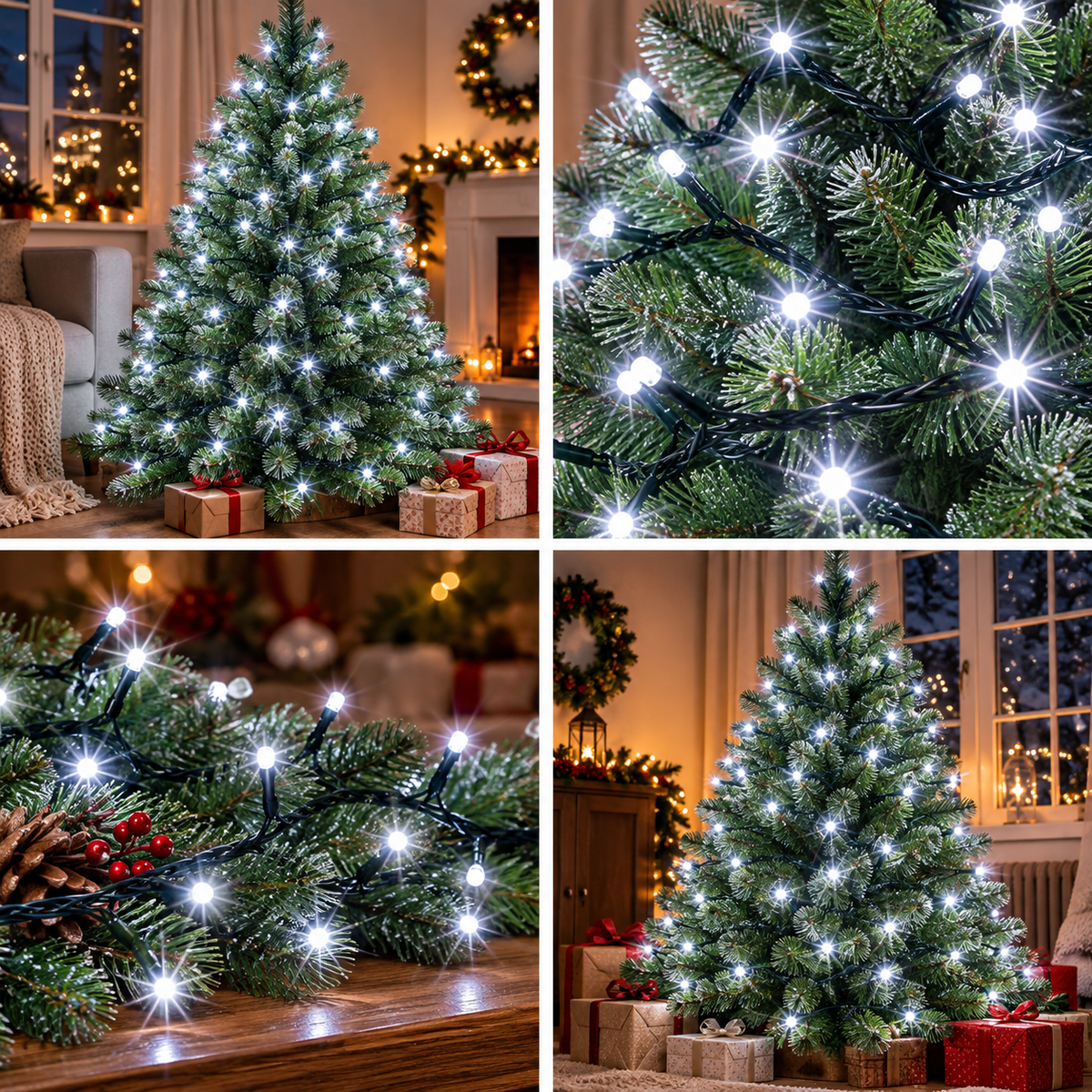 Lampice za jelku sa 200 hladno belih LED dioda KII200/WH 16m