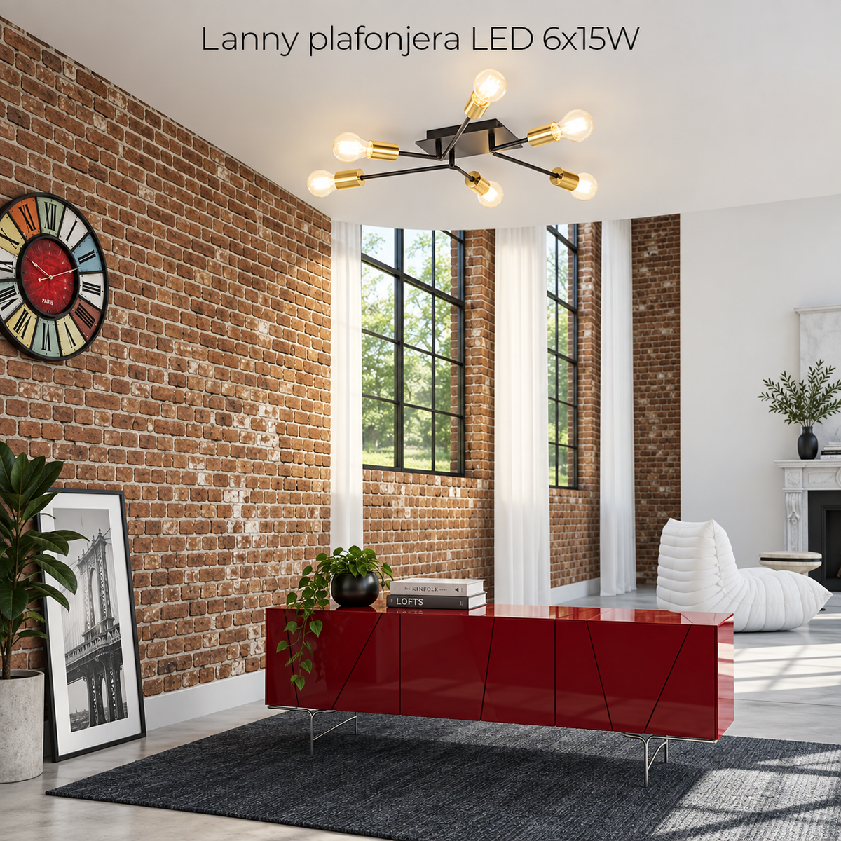 Lanny plafonjera LED E27 6x15W