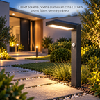 Lasset solarna podna aluminium crna LED 4W visina 50cm senzor pokreta