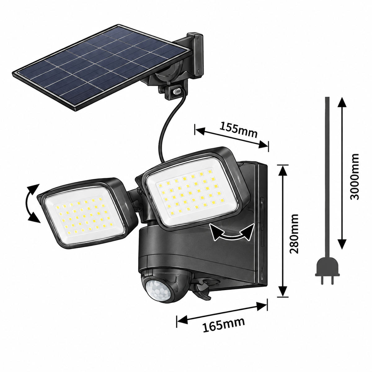 Leszno solarni reflektor sa senzorom LED 10W 800lm