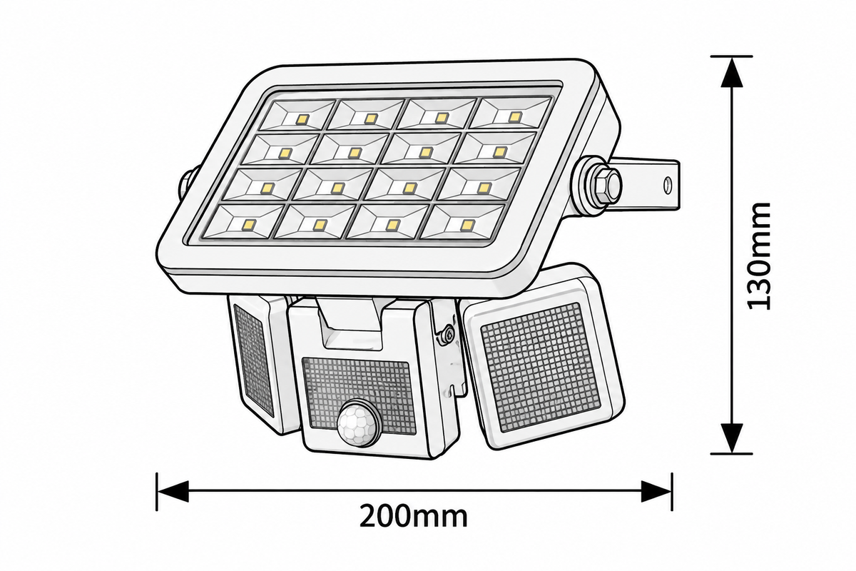 Lihull spoljna solarna zidna lampa crna 6W 4000K senzor pokreta