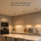 Lite LED ugradni spot GU10 3x3W bronza, set 3kom