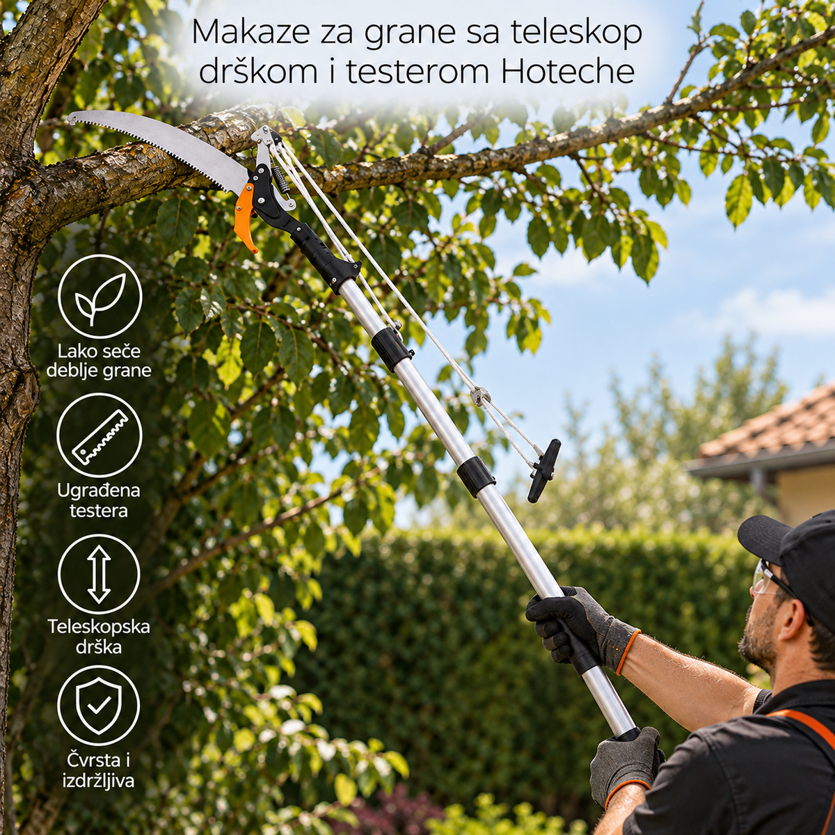 Makaze za živu ogradu teleskopske Alu Hoteche