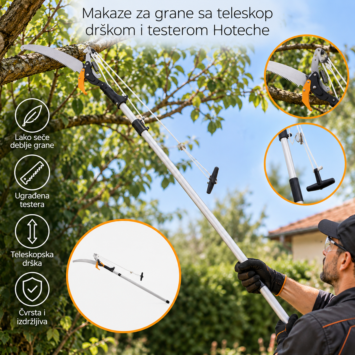 Makaze za živu ogradu teleskopske Alu Hoteche