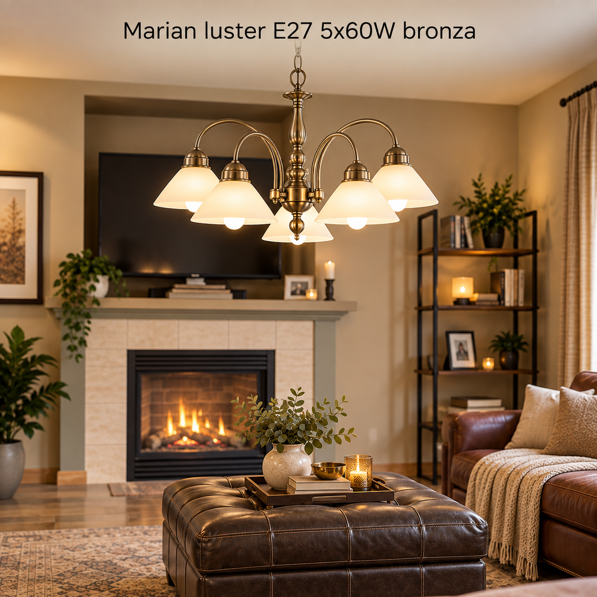 Marian luster E27 5x60W bronza