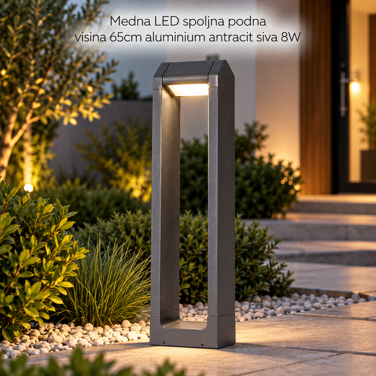 Medna LED spoljna podna visina 65cm aluminium antracit siva 8W