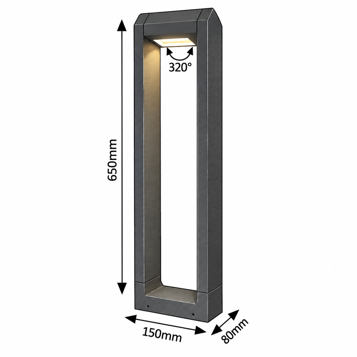 Medna LED spoljna podna visina 65cm aluminium antracit siva 8W