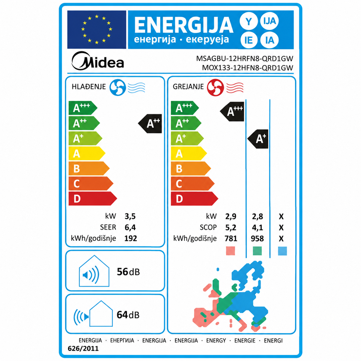 Midea klima uređaj MSAGBU-12HRFN8-QRD1GW WiFi